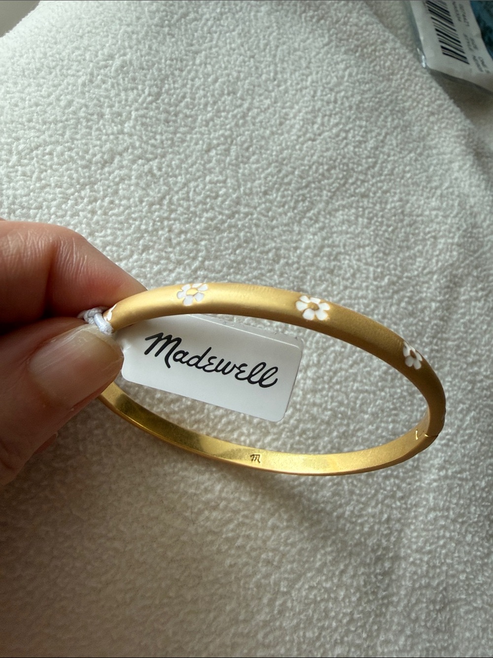 Madewell Brushed Gold Bangle with White Daisy Accents
